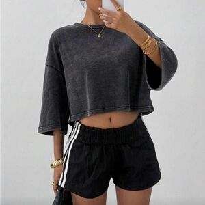 Black Wash Crop Tshirt